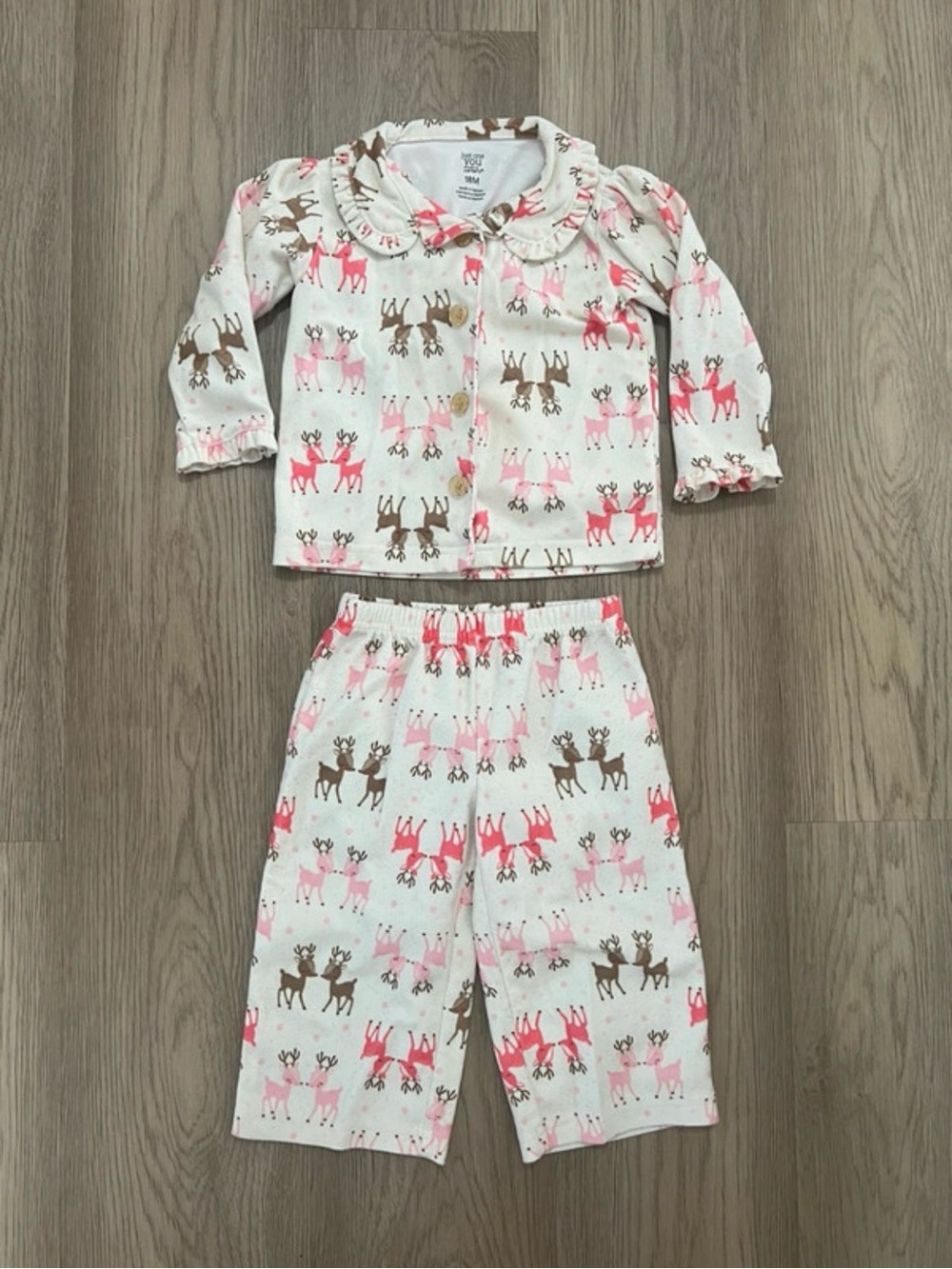 Carter’s 18M Pink Reindeer Fleece Pajama Set Girls